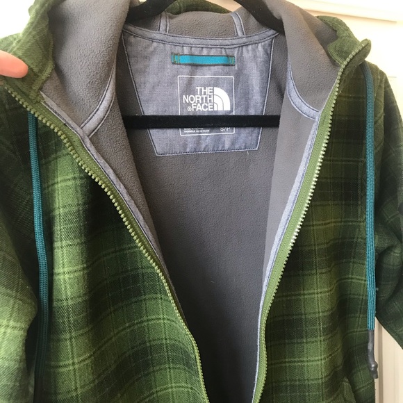 North Face Outbound Plaid Zip Fleece Hoodie Sage S - Picture 3 of 10